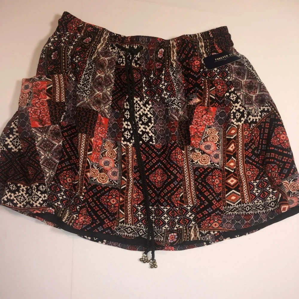 NWT Forever 21 Boho Patchwork Flowy Mini Skirt – Size M PRICE FIRM